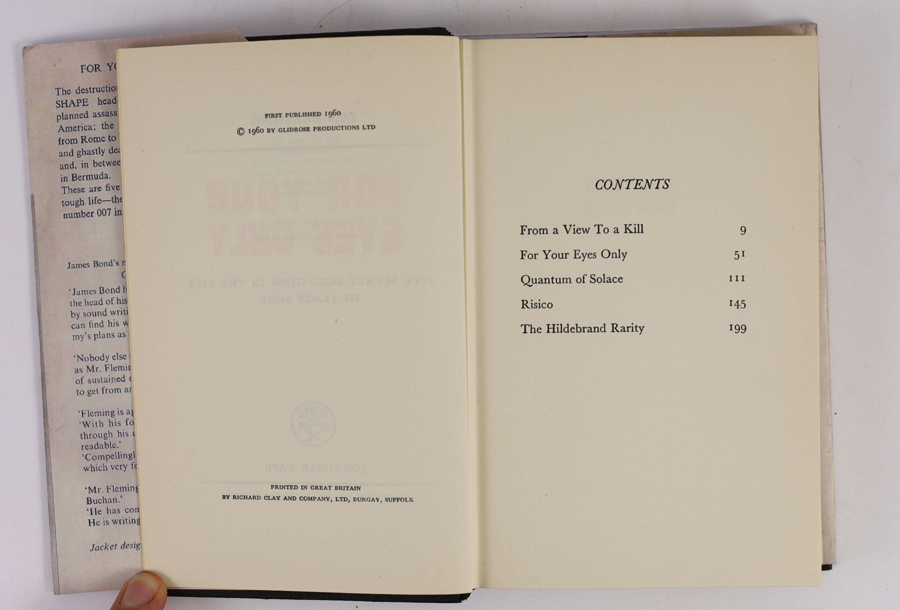 Fleming, Ian - 3 works:- From Russia with Love, 8vo, cloth, 1957; For Your Eyes Only, with facsimile d/j, 1960 and The Golden Gun, with facsimile d/j, 1965